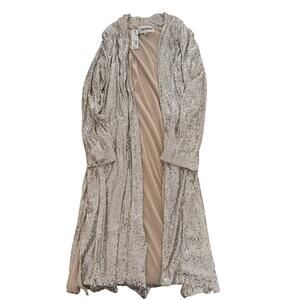 Steve Madden Sequin Duster Cardigan Silver Long Open Front NWT Size S